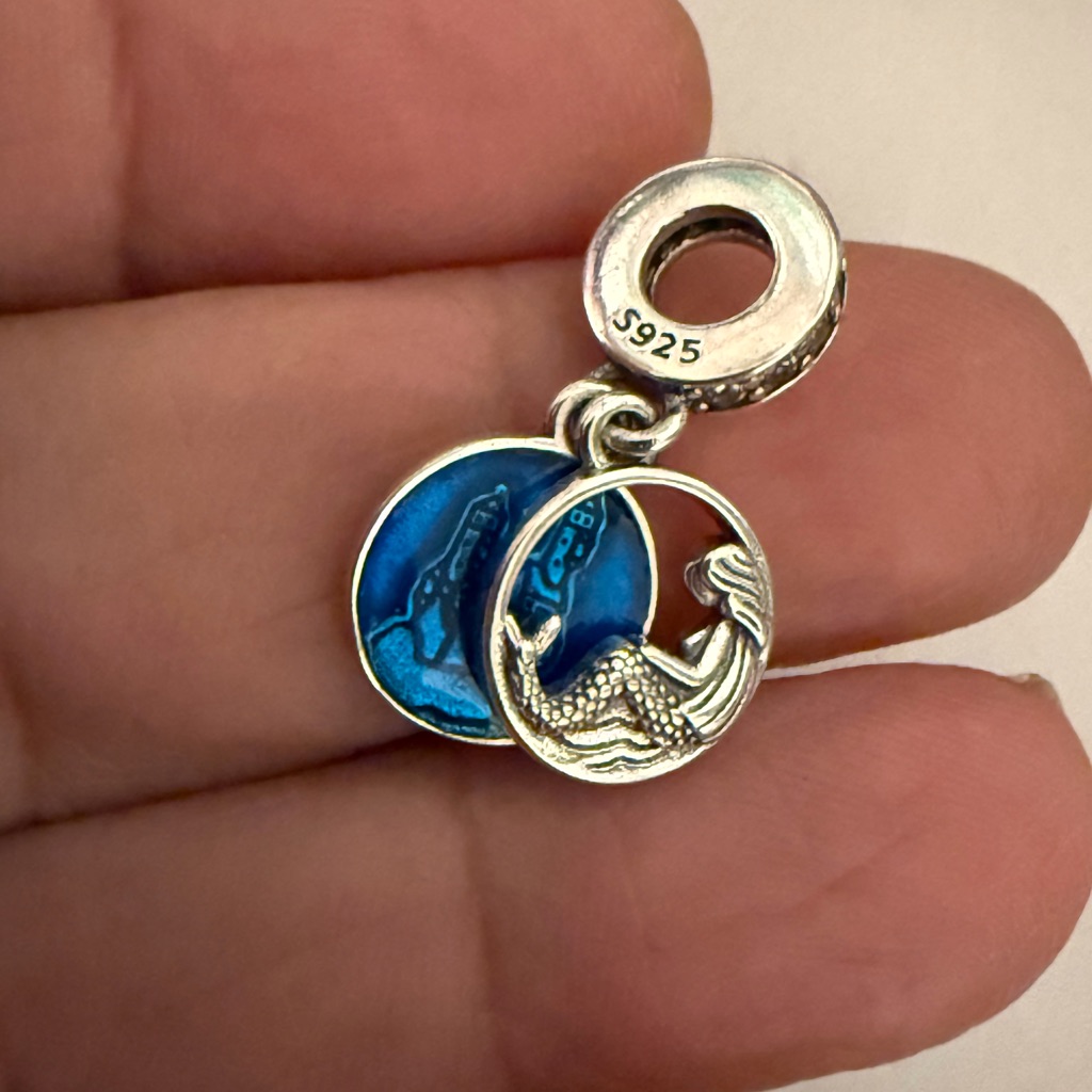 Silver Charm Bracelet With Blue Mermaid Design